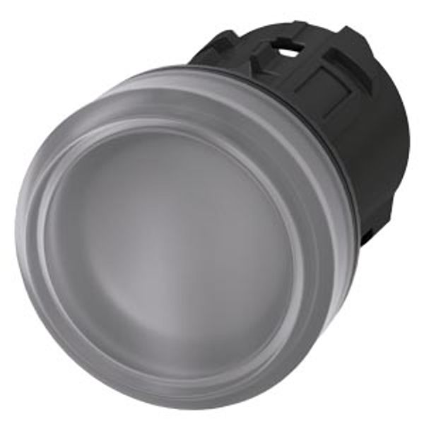 Indicator light, 22 mm, round, plastic, clear, lens, smooth, with laser labeling, upper case and lower case, always upper case at beginning of image 1