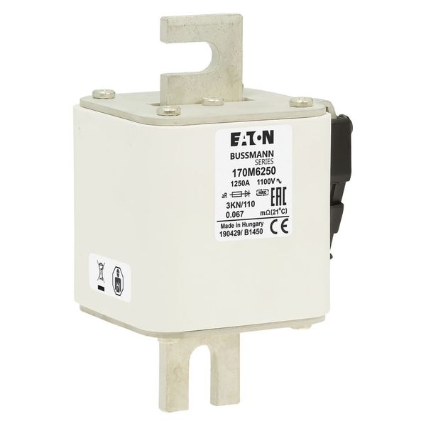 Fuse-link, high speed, 1250 A, AC 1100 V, size 3, 76 x 92 x 139 mm, aR, DIN, IEC, single indicator image 18