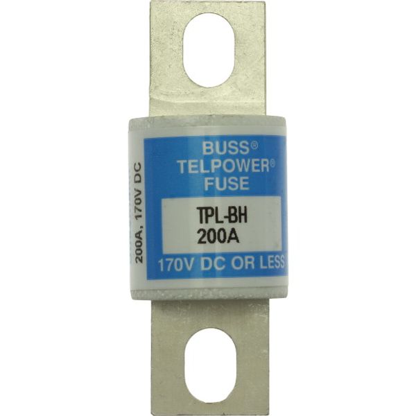 Eaton Bussmann series TPL telecommunication fuse, 170 Vdc, 225A, 100 kAIC, Non Indicating, Current-limiting, Bolted blade end X bolted blade end, Silver-plated terminal image 1