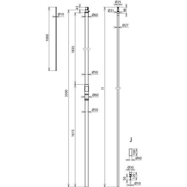 HVI power Conductor D 27mm Cu -KIT- w. supp.tube L 3500mm w. air-term. image 2