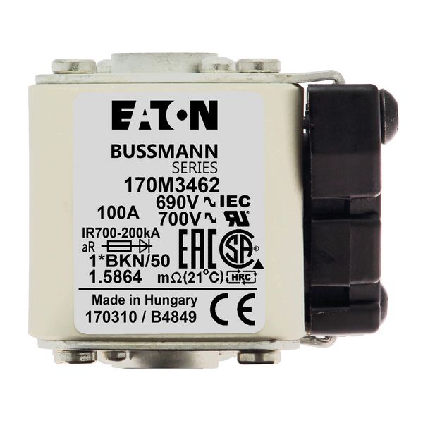 Fuse-link, high speed, 100 A, AC 690 V, compact size 1, 45 x 59 x 51 mm, aR, IEC, UL, type K indicator, flush end, M8 image 11