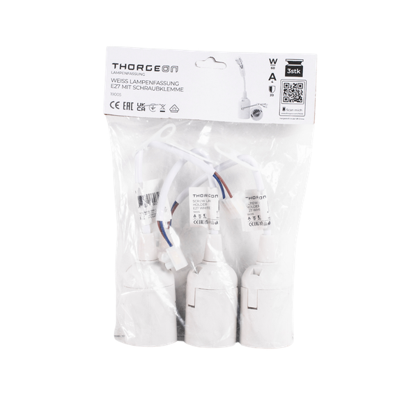 Screw Lamp Holder E27 White (3-Pack Blister) THORGEON image 1