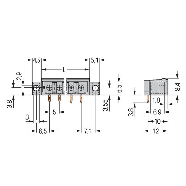 THT male header 1.0 x 1.0 mm solder pin angled gray image 5