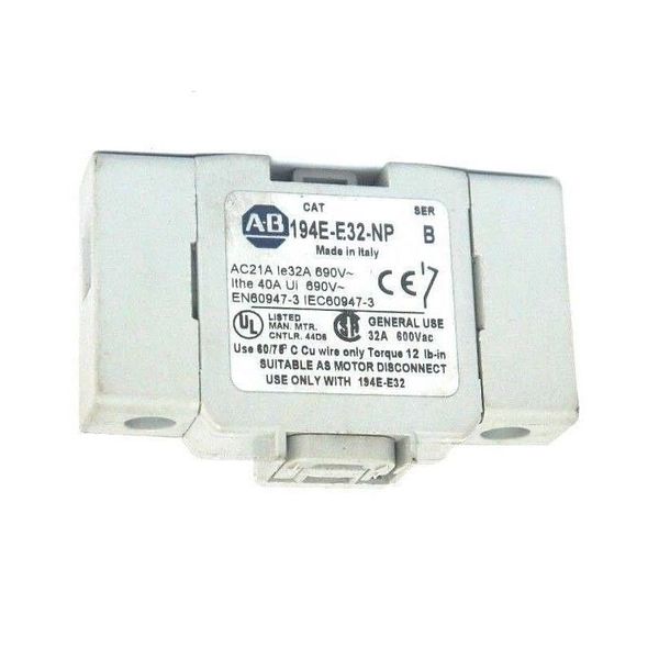 Switch, Accessory, Additional Pole, for 193E-E32, 1NO image 1