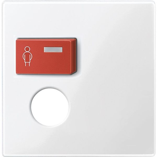 Central plate for call module with call button and plug contact, polar white glossy, system M image 1