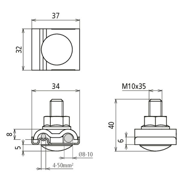 Uni earth clamp w. truss head screw, self-locking nut w. serr. bearing image 2