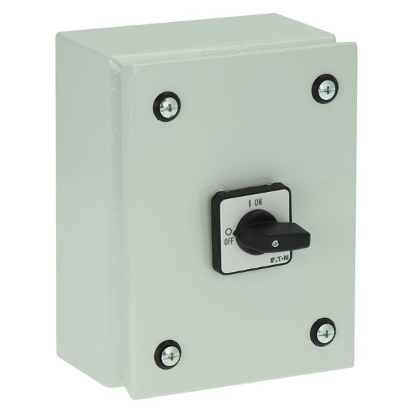 On-Off switch, P1, 40 A, 3 pole, surface mounting, with black thumb grip and front plate, in steel enclosure image 14