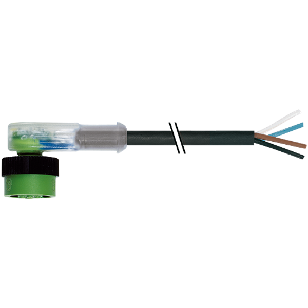 MQ12 female 90° A-cod. with cable LED PVC 4x0.34 bk UL/CSA 3m image 1