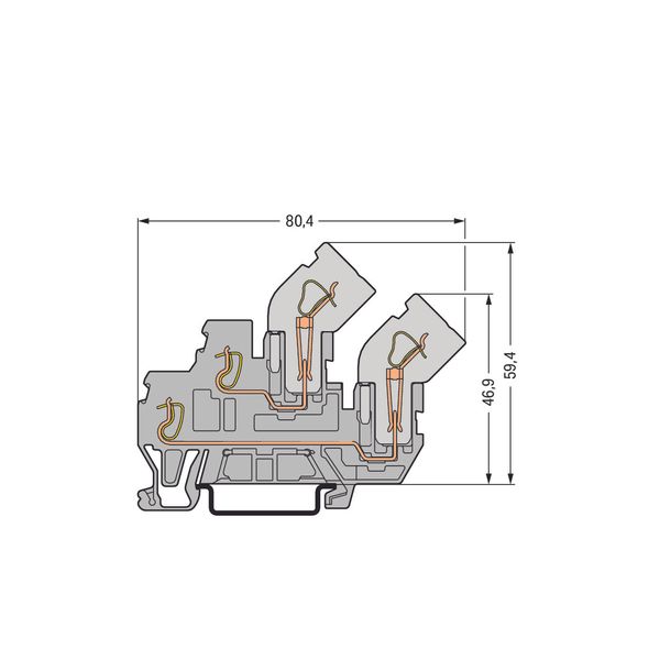 1-conductor/1-pin double deck receptacle terminal block Through/throug image 1