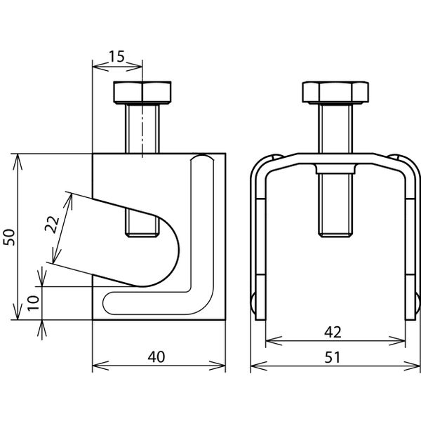 Connecting clamp, St/bare for building reinforcements for Rd 6-22mm/Fl image 2