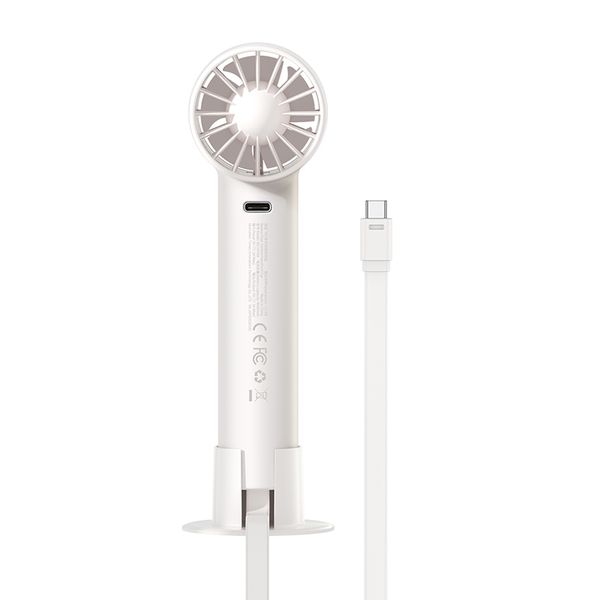 Portable Mini Fan 4000mAh with Built-in USB-C Cable, White image 3