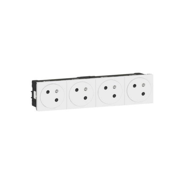 Quadruple power outlet Surface Mosaic Link inclined at 45° pre-wired 8 modules - white image 1