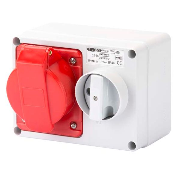 FIXED INTERLOCKED HORIZONTAL SOCKET-OUTLET - WITH BOTTOM - WITHOUT FUSE-HOLDER BASE - 2P+E 32A 380-415V - 50/60HZ 9H - IP44 image 2