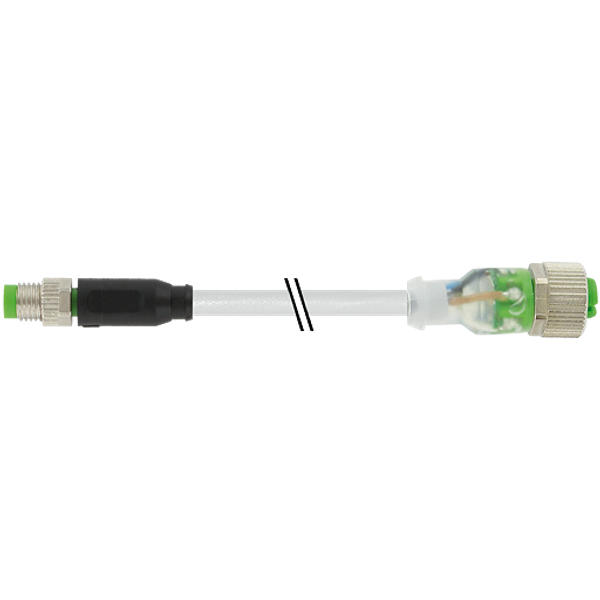 M8 male 0° / M12 female 0° A-cod. LED PUR 3x0.25 gy UL/CSA+drag ch. 2m image 1