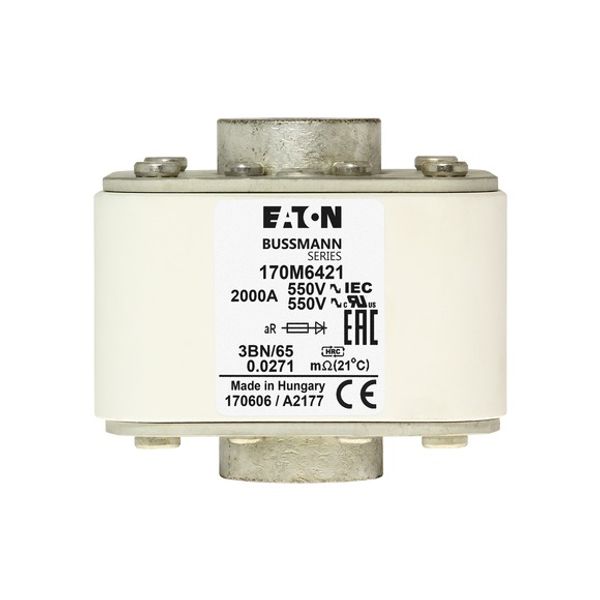 Fuse-link, high speed, 1250 A, AC 1250 V, 2 x size 3, 74 x 177 x 95 mm, aR, IEC, single indicator image 8