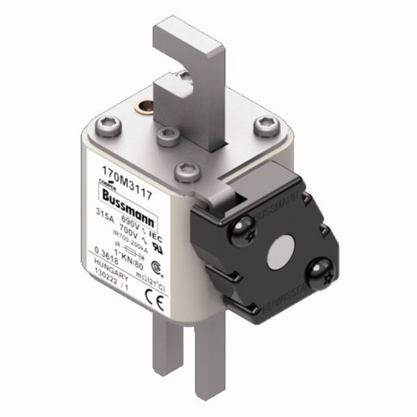 Fuse-link, high speed, 315 A, AC 690 V, compact DIN 1, 45 x 59 x 104 mm, aR, DIN, IEC, single indicator image 2