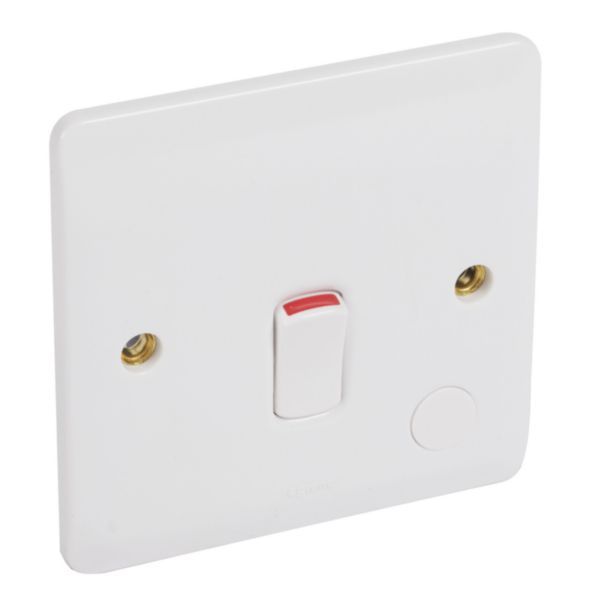 Synergy 20A Double Pole Control Switch with Cord Outlet and LED Power Indicator White image 1