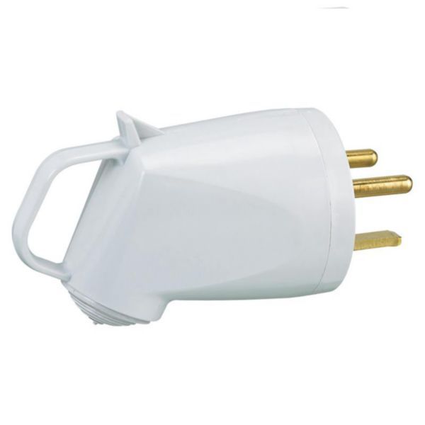 Male power plug with earth 32A - with ring - 2 pins - gray image 1