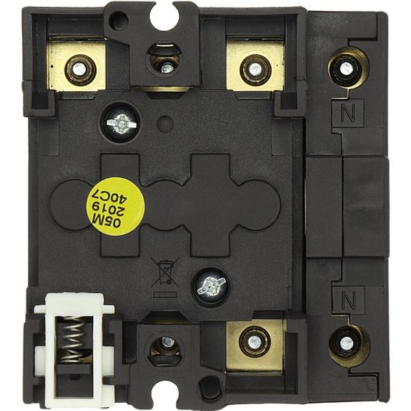 Main switch, P1, 25 A, rear mounting, 3 pole + N, STOP function, With black rotary handle and locking ring, Lockable in the 0 (Off) position image 2