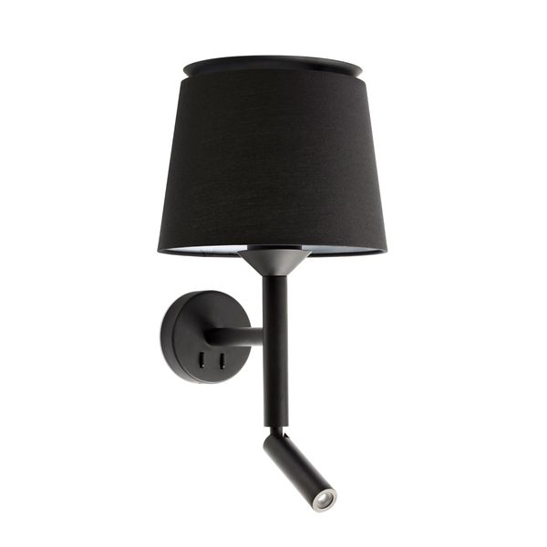 SAVOY BLACK WALL LAMP WITH READER BLACK LAMPSHADE image 2