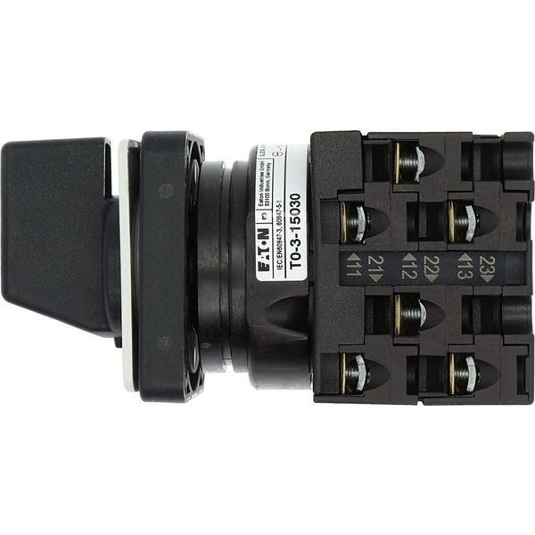 Step switches, T0, 20 A, flush mounting, 3 contact unit(s), Contacts: 6, 45 °, maintained, With 0 (Off) position, 0-3, Design number 15030 image 34