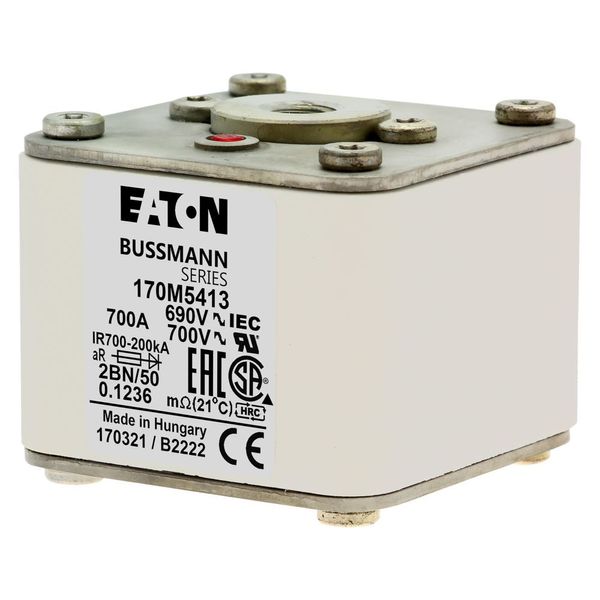 Fuse-link, high speed, 700 A, AC 690 V, size 2, 61 x 77 x 51 mm, aR, IEC, UL, single indicator image 11