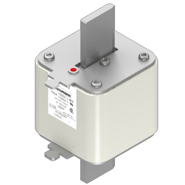 Fuse-link, high speed, 700 A, AC 1250 V, size 3, 76 x 76 x 155 mm, aR, IEC, single indicator image 2