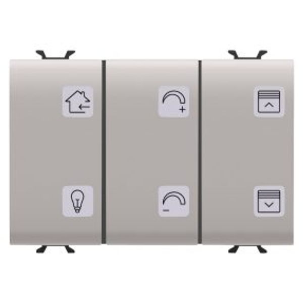 PUSH-BUTTON PANEL WITH INTERCHANGEABLE SYMBOLS - WITH SWITCH ACTUATOR - KNX - 6+1 CHANNELS - 3 MODULES - NATURAL BEIGE - CHORUS image 1