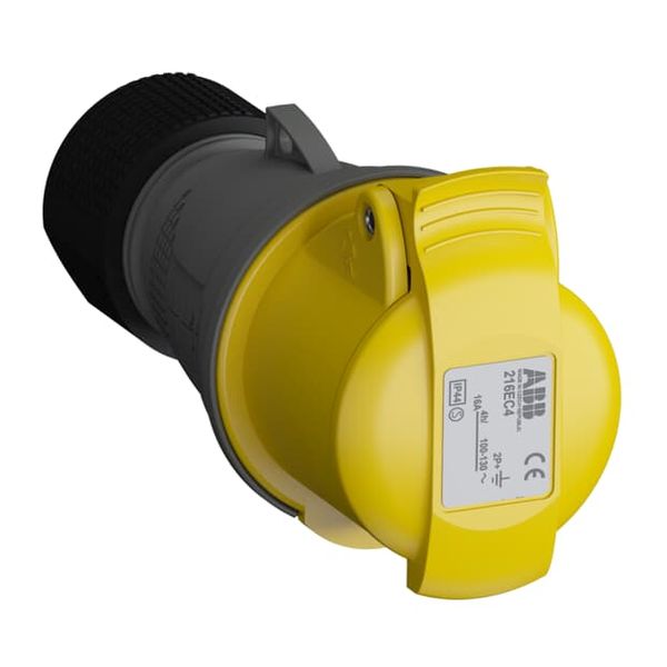 Industrial Connectors, 2P+E, 4 hour, Yellow, IP44, 20A, 125V, UL/CSA approved and CE compliant, UL/CSA approved and CE compliant image 1