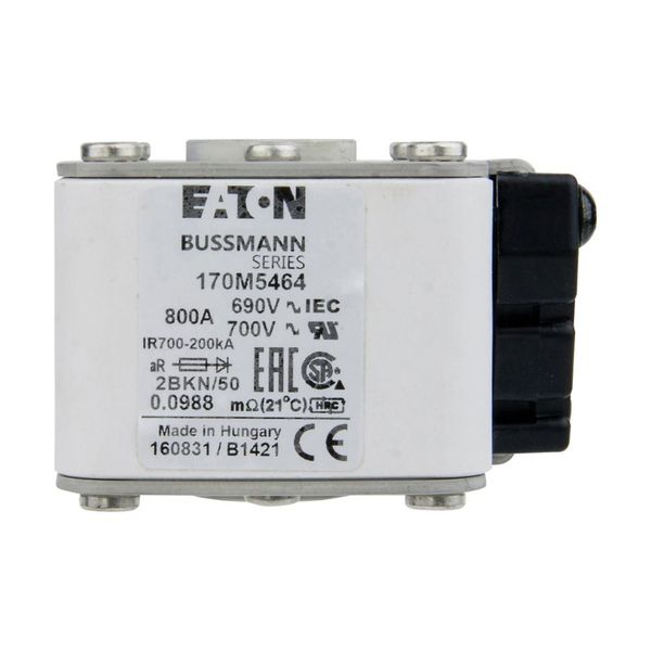 Fuse-link, high speed, 800 A, AC 690 V, size 2, aR, IEC, UL, single indicator image 11