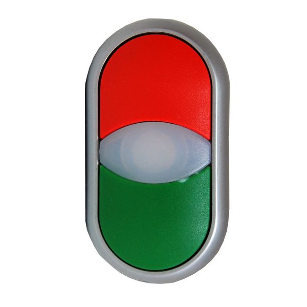 Double push-button, illuminated, red/green image 1