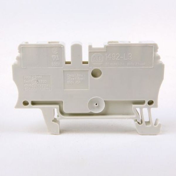 Allen-Bradley, 1492-L3-RE, Spring Clamp Terminal Block, One-Circuit Feed-Through Block, 2.5mm² (# 30 AWG - # 12 AWG), Standard Feedthrough,Red, image 1