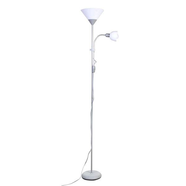 Lisa Floor Lamp 1xE27 with Reading Light 1xE14 Silver image 1