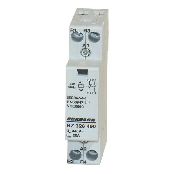 Modular contactor 20A, 2 NC, 24VAC, 1MW image 1