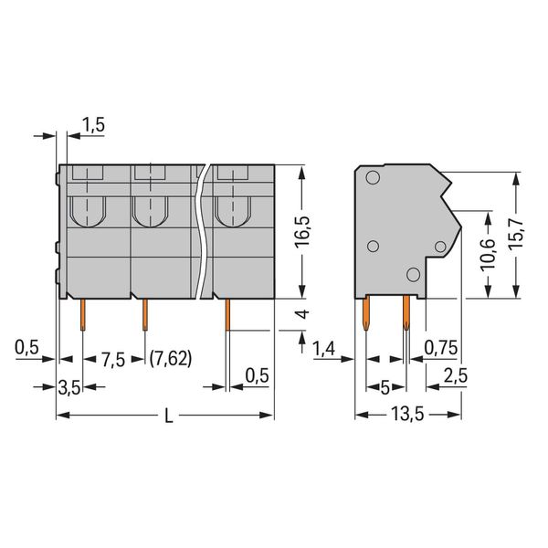 PCB terminal block 2.5 mm² Pin spacing 7.5/7.62 mm gray image 3