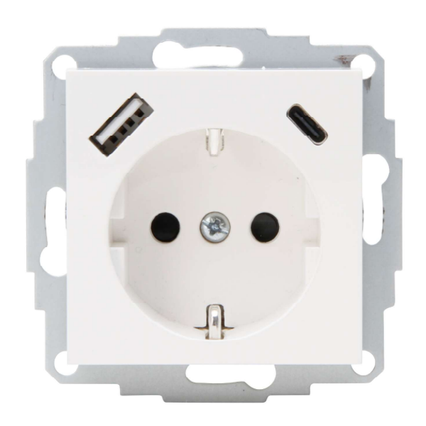 HK07 – Flush mounting socket, USB A/C,  output current maximum 3A, 5V,  55x55mm cover image 1