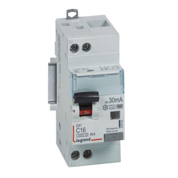 Differential circuit breaker DX³4500 high inlet and low outlet screw U+N 230V~ - 16A typeF 30mA - curve C - 2 modules image 1