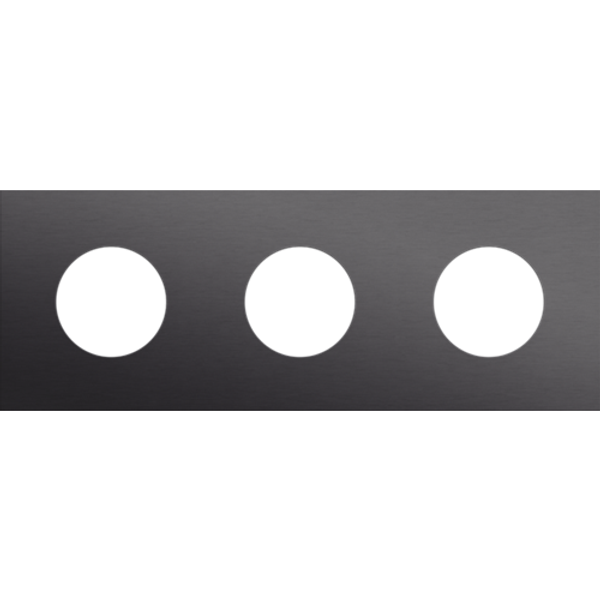 Threefold faceplate, 71 mm centre distance, for 3 socket outlets, Niko Rocker and Niko Toggle, alu black brushed image 1