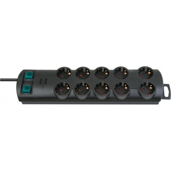 Primera-Line extension socket 10-way black 2m H05VV-F 3G1,5 each 5 sockets switched image 1