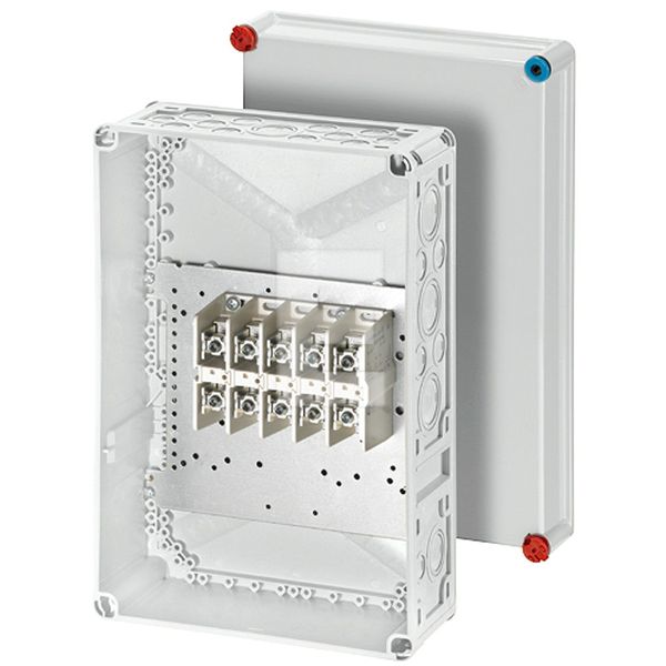 Junction box with terminals, 5-pole up to Al+Cu up to 150m, IP 65, grey RAL 7032 (HPL3900222) image 1