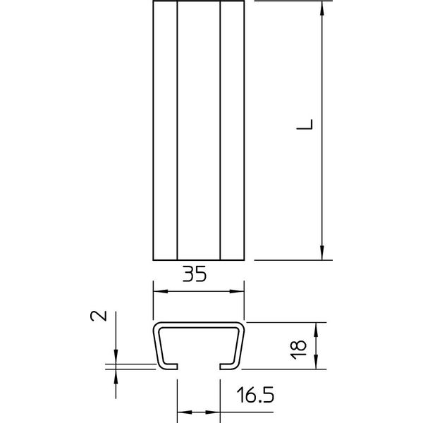 AMS3518UP6000FT Profile rail unperforated, slot 16.5mm 6000x35x18 image 2