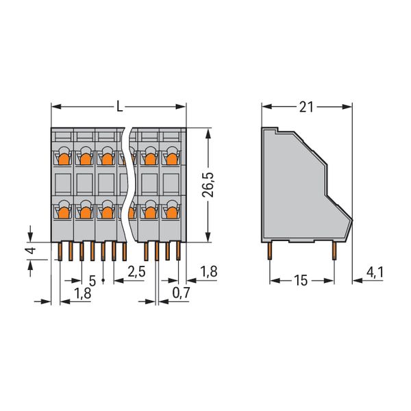 Double-deck PCB terminal block 2.5 mm² Pin spacing 5 mm gray image 7