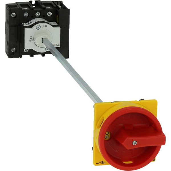 Main switch, P1, 40 A, rear mounting, 3 pole + N, 1 N/O, 1 N/C, Emergency switching off function, Lockable in the 0 (Off) position, With metal shaft f image 2