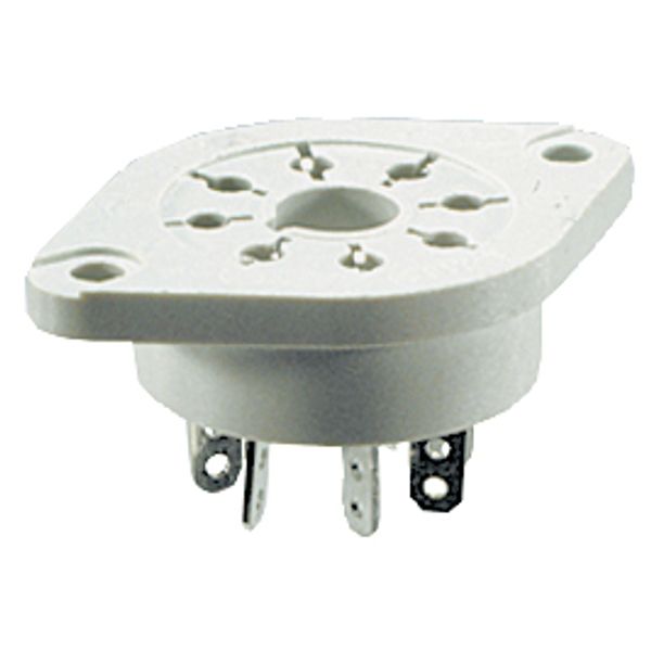 Socket for relays: R15 2 CO. Solder terminals.Dimensions 47,2 x 32 x 22 mm.Two poles. Rated load 10 A, 250 V AC image 1