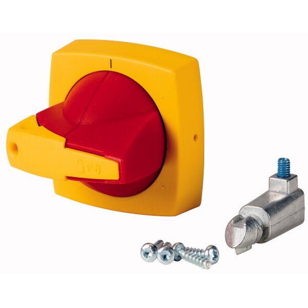 Rotary handle, 6mm, door installation, red/yellow, padlock image 1
