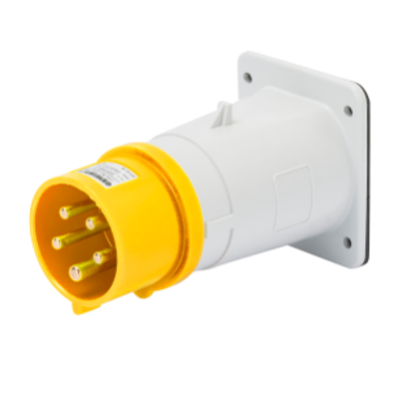 STRAIGHT FLUSH MOUNTING INLET - IP44 - 3P+E 16A 100-130V 50/60HZ - YELLOW - 4H - SCREW WIRING image 1