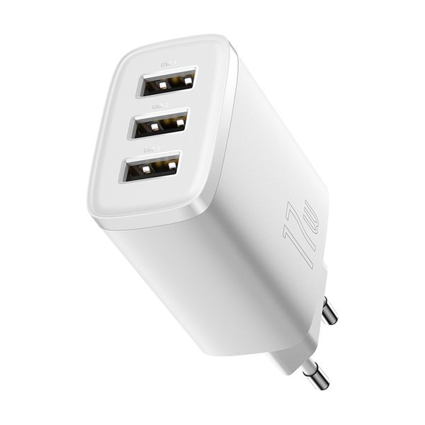 Wall Charger 17W 3xUSB 3.4A, White image 5