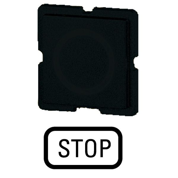 Button plate, black, STOP image 1