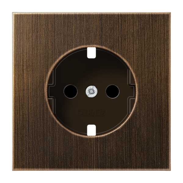 Cover for SCHUKO® sockets, integrated increased contact protection, SAFETY+, brass, LS series, antique brass image 1