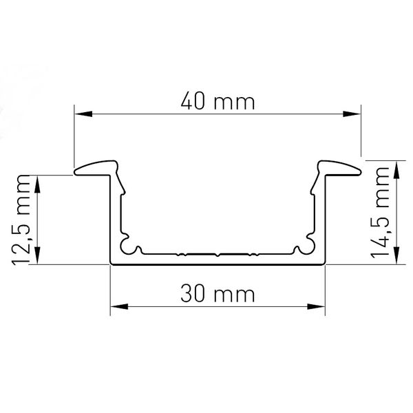 Aluminium profile LBKI L-2000mm W-40mm H-14,5mm image 2